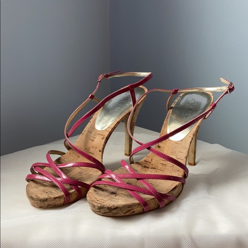 Strappy pink Guess heels